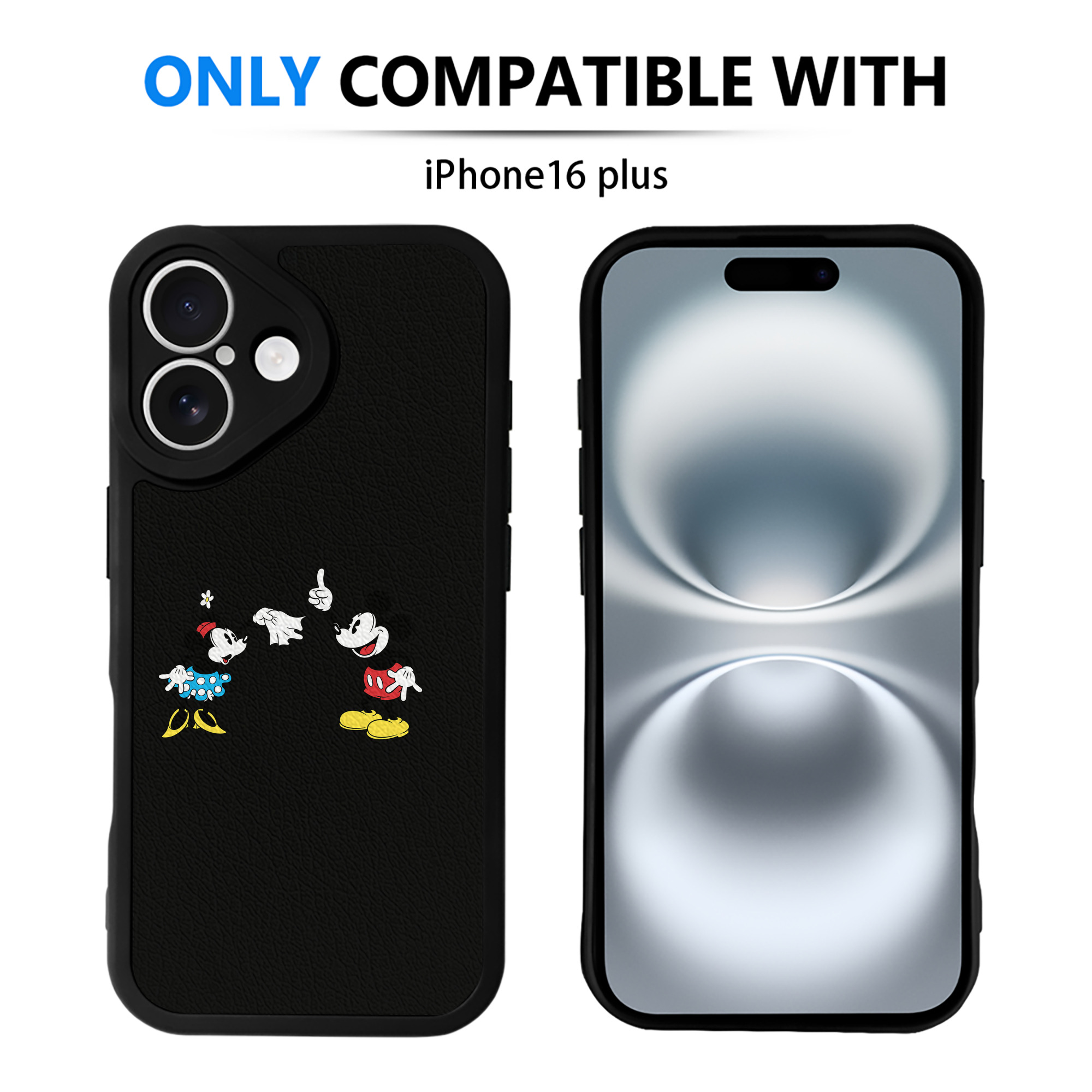 （画像用） ミッキーマウス Mickey Mouse 【iPhone 16シリーズ対応】シリコンスマホケース（レザー調） 材質：シリコン